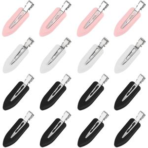 16Pcs Creaseless Hair Clips No bend or Dent No Crease Hair Bang Clip for Makeup Application Flat Hair Clips for Styling Women and Girls Makeup Accessories (Black,White,Pink)