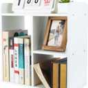 PAG Desktop Shelf Freestanding Wood Small Bookshelf Desk Supplies Organizers and Accessories Storage Display Rack Office Decor for Women, White, Style 2