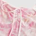 WDIRARA Women's Tie Dye Mini Cami Dress Boho Tie Shoulder Sleeveless Dresses (Medium, Pink)