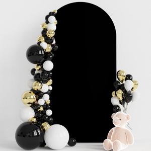 Wokceer 6.6FT Wedding Arch Backdrop Cover Spandex Fitted Black Wedding Backdrop Stand Covers Round Top Chiara Arch Cover for Birthday Party Ceremony Banquet Decoration