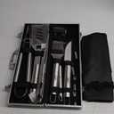 1Set BBQ Tool Set with Ergonomic Handle Food Grade Resistant Outdoor Barbecue Tools for Home BBQ Tools Kit (Silver)