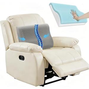 Kamellia Lumbar Support Pillow for Couch/ Recliner Chair/ Accent Chair/ Office Chair, Gel Memory Foam Back Cushion for Comfort Support, Ergonomic Backrest for Pain Relief, Reading, Washable Cover Light Grey