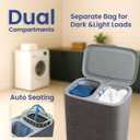 XABITAT Dual Section 90L Laundry Basket with Wheels and Lid Tall divided Double Laundry Hamper with 2 Removable Washable Bags, Large Laundry Sorter for Easy Clothes Separation