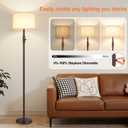 Upgraded Dimmable Floor Lamp, Modern Floor Lamps for Living Room, Standing Lamp with Linen Shade, Tall Lamp for Bedroom Office Dining Room- Brown