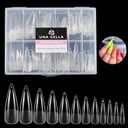 UNA GELLA Stiletto XXL Nail Tips No Need File Extra Long Stiletto Nails Full Cover 120PCS Long Almond Gel Nail Tips Pre-buff Press on Fake Nails for Gel Nail Extension Home DIY Salon 12 Size