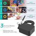 MADETEC Professional Nail Art Airbrush Kit with Compressor - 3 Adjustable PSI (25/35/48), Stable Pressure, 0.2/0.3/0.5mm Nozzles, Non-Clogging for Nail Art, Painting, Model, Cake ect Black