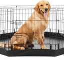 PJYuCien Dog Playpen Bottom Pad, Fits 24 Inch 8 Panels Regular Octagon Metal Exercise Pet Pen, Elastic Buckles Connections, Black (Note: Fence Not Included)