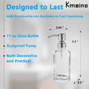 Clear Glass Dish Soap Dispenser Cylindrical, Refillable 11oz Hand Soap Lotion Dispenser with Brushed Nickel Stainless Steel Pump Bathroom Kitchen Countertop