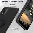 for Nokia XR21 5G Phone Case with Glass Screen Protector, 360 Rotatable Ring Holder Magnetic Kickstand/Stand Silicone TPU Shockproof Protective Cover Case for Nokia XR21 5G - Black
