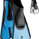 Cressi Short Full Foot Pocket Fins for Swimming or Training in the Pool and in the Sea - Light: made in Italy (EU 37/38 | US Man 5/6 | US Lady 6/7, Blue)