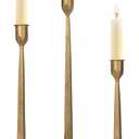 Iron Taper Candle Holder Set of 3 - Decorative Tall Candle Stand, Candlestick Holder for Wedding, Dining Table, Party Decoration (Antique Brass) (Antique Brass)