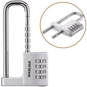 Padlock, Combination Lock, 4 Digit Combination Padlock, 2-1/2" (64mm) Wide Body. 3/8 inch Stainless Steel Retractable Long Shackle is Suitable for Outdoor, School, Gym, Sports lockers, Fences,