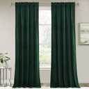 RYB HOME Velvet Curtains & Drapes 96 inches Long- Half Blackout Soft Window Curtains Thermal Insulating for Bedroom Living Room Dining Sliding Glass Door, Hunter Green, 52" Width x 96" Length, 1 Pair