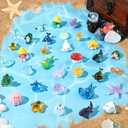 DIYDEC 36pcs Mini Ocean Resin Animals Tiny Sea Animals Figurines Marine Miniature Plastic Animals Aquarium Ornaments Decorations for DIY Fish Tank Potted Micro Fairy Garden Dollhouse