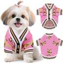 Small Dog Sweaters Cute Bear Knitted Dog Cardigans Clothes for Small Medium Dogs Soft Pet Puppy Cat Knitting Outfits Fall Winter Warm Boy Girl Dogs Knitwear Coat Apparel (Pink, Small)