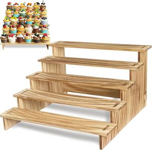 5 Tier Wooden Cupcake Stand for 50 Cupcakes - Rustic Cupcake Holder Stand for Wedding, Birthday, Party Display