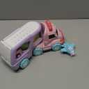 Toys for 1 2 3 Year Old Girl, 5-in-1 Carrier Truck for Toddler Girl, Friction Power Toy Cars with Light & Sound, Birthday Gifts, Pink