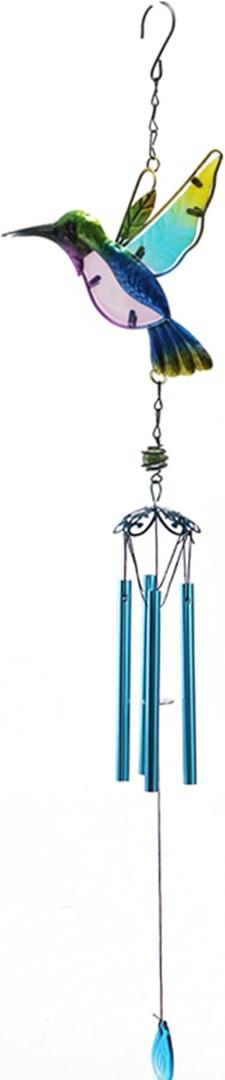 Wind Chimes Hummingbird, Garden Wind Chime for Home, Party, Festival Decor, Glass Garden Patio Yard Porch Decoration Indoor/Outside, Lifelike Hummingbird Deep Tone Style