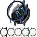 6 Pack Case for Garmin Vivoactive 6 with Tempered Glass Screen Protector, Shockproof Hard PC Bumper Protective Cover Compatible with Garmin Vivoactive 6