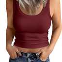 EADINVE Women Scoop Neck Ribbed Crop Tank Tops Summer Basic Sleeveless Slim Fit Cropped Tops 2025