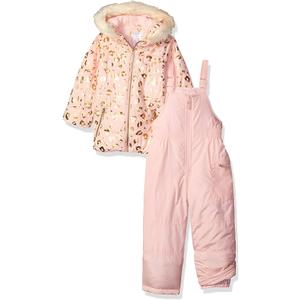 Carter's Girls' Toddler Two Piece Snowsuit Set, Leopard Light Pink, 4T