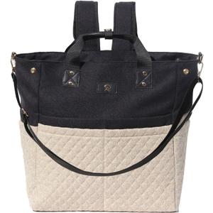 ESVAN Diaper Tote Bag Totepack Backpack Crossbody Bag 3 in 1 for Women Laptop Backpack Multifunctional with Insulated Pockets (Linen Beige)