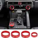 For Toyota Tacoma 2024 2025 2026 and For 4Runner 2025 Up w/14" Display Interior Accessories AC Center Consoles Switch Drive Volume Knob Cover Air Conditioner Aluminum Alloy (Red, 14-Inch Display)