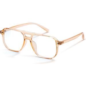 livho Vintage Aviator Blue Light Blocking Glasses, Fashion Oversized Frames with UV Protection Coating, Unisex Design (Transparent Tea Frame)