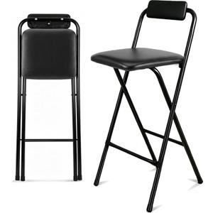 Folding Bar Stool with Back,1 Pcs Tall Foldable Stool 25.5 Inch Height