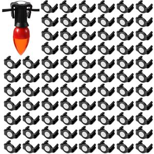 Frienda 100 Pieces C9 Magnetic Christmas Light Clips Magnet Christmas Socket Clips Hooks for Sockets Roof Gutters Outside Patio Holiday Lighting (Black Round)