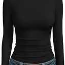 Trendy Queen Women's Boat Neck Tops Long Sleeve Shirts Casual Fitted Tee Shirts Solid Color Fall Basic Clothes 2026 M