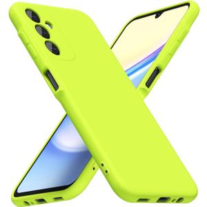 for Samsung Galaxy A15 5G Phone Case Silicone, Fluorescent Neon Lime Green Bright Color Matte TPU, Minimalist Ultra Thin Slim Soft Rubber Gel Cute Case for Women Men, Camera Cover Protection