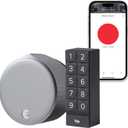 August Home Silver Wi-Fi Smart Lock and Smart Keypad, Keyless Door Lock for Front Entry Door, Great for Guests and Vacation Rentals, AUG-SL05-KY1-S05