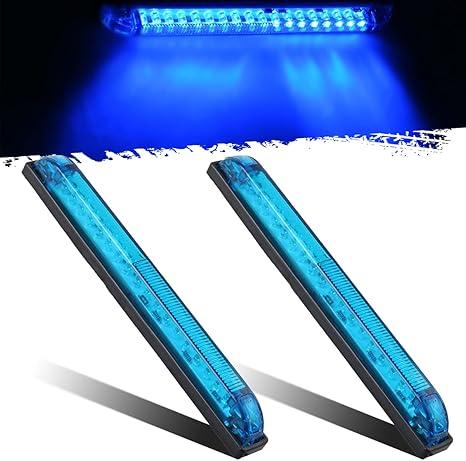 Partsam 2pcs Blue 30 LED 8 inch Utility Strip Light Bar, Trailer Truck Marker Light, 12V Low Current Draw, Slim Line Boat Marine Led Lights, Surface Mount