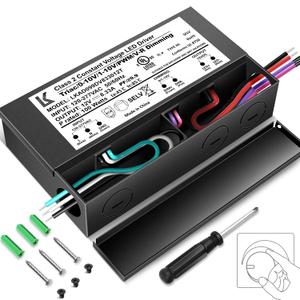 12V 100W Dimmable LED Driver, 5-in-1 Triac/ELV/MLV/0-10V/1-10V/PWM/V-R Dimming AC to DC Power Supply, IP67 Waterproof LED Transformer, UL Listed, Compatible with Lutron & Leviton Dimmer