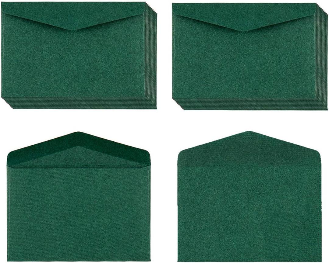 120 Pack Mini Envelopes Christmas Red and Green Envelopes Self-Adhesive Kraft Paper Tiny Pockets for Holiday Small Gift Cards Invitations Business Notes(4.13"×2.76") (Green)