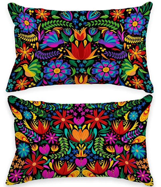 Mexican Fiesta Throw Pillow Covers 18x18 Set of 4 Dragonfly Flower Dahlia Pillow Case Day of The Dead Dia De Los Muertos Cinco De Mayo Decorations