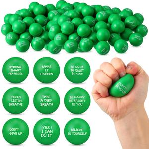 Shappy 72 Pcs Inspirational Stress Relief Balls Motivational Stress Ball Encouraging PU Bulk Squish Balls for Adults Small Therapy Fidget Relief Toys for Valentines Gifts Fidget Anxiety Anger(Green)