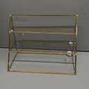 FSyueyun Gold Makeup Organizer Case Vanity, 3 Layers Glass Makeup Storage Cosmetics Organizer Earring Ring Holder Display Case