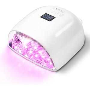 Upgraded Professional Rechargeable UV LED Nail Lamp with 4 Timer Setting and Long Battery Life Nail Dryer, Fast Dry, Electroplated Glossy Inner Surface,White JC22-Pro