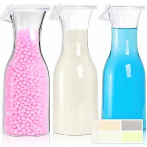 3 Pack Laundry Detergent Dispenser with 5 Labels, 40 OZ Plastic Fabric Softener Bottle, Reusable Detergent Container, Laundry Room Organizer for Liquid Soap Powder Bleach Scent Booster Beads