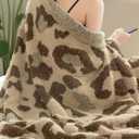 Leopard Print Blanket, Super Soft Throw Blanket for Couch or Bed, Lightweight Cozy Stylish Home Decor, Giftable Fuzzy Blanket, Brown, 50x60 inches