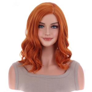 incohair Dark Orange Wig Side Part Short Curly Bob Wig Orange Synthetic for Cosplay Halloween Party or Daily Use