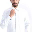Alimens & Gentle Men's Dress Shirts French Cuff Long Sleeve Regular Fit Formal Tuxedo Cufflinks Shirt (White)