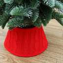 7.5 Inch Knitted Christmas Tree Collar, Rustic Mini Tree Skirt Base Cover for Small Tabletop Trees, Holiday Home Decor,Red