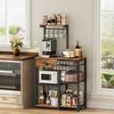 Bakers Rack with Storage, 5-Tier Coffee Bar Station with Drawer, Kitchen Coffee Stand with Pod Drawer Holder, for Living Room, Home Cafe, Kitchen, Rustic Brown KF60BRY1