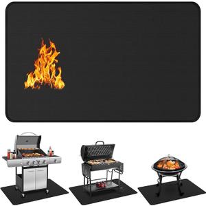 Protebox 48 x 30 inch Under Grill Mats for Outdoor Grill, Double-Sided Fireproof Deck and Patio Protector Mat, Waterproof Oil-Proof BBQ Floor Pad Indoor Fire Pit Fireplace Mat