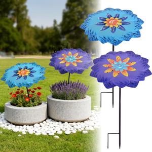 2 Pack Metal Plant Umbrella for Outdoor Small Plants, 12 in Garden Shade Disk for Small Potted, Outdoor Sun Shade Cover for Patio Flowers, Defend Plants from Blazing Sun and Rain (Purple + Blue)