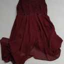 Meetjen Women's Lace Cocktail Party Dress 2025 Handkerchief Hem Bridesmaid Prom Formal Dresses for Wedding Guest (X-Large, Burgundy_chiffon Skirt)