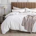 Bedsure Cotton Duvet Cover Queen - 100% Cotton Waffle Weave Bright White Duvet Cover Queen Size, GentleSoft and Breathable Bedding Set for All Season, 3 Pieces, 90"x90"